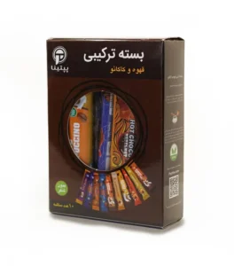 پودر بسته ترکیبی قهوه و کاکائو پپتینا، ترکیب خوشمزه قهوه و شکلات برای یک نوشیدنی انرژیزا و لذتبخش، مناسب برای روزهای پرانرژی و سریع.