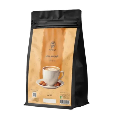 پاکت ۵۰۰ گرمی کاپوچینو رژیمی پپتینا با پودر شیر بادام – طعمی ملایم، سالم و انرژی‌بخش.